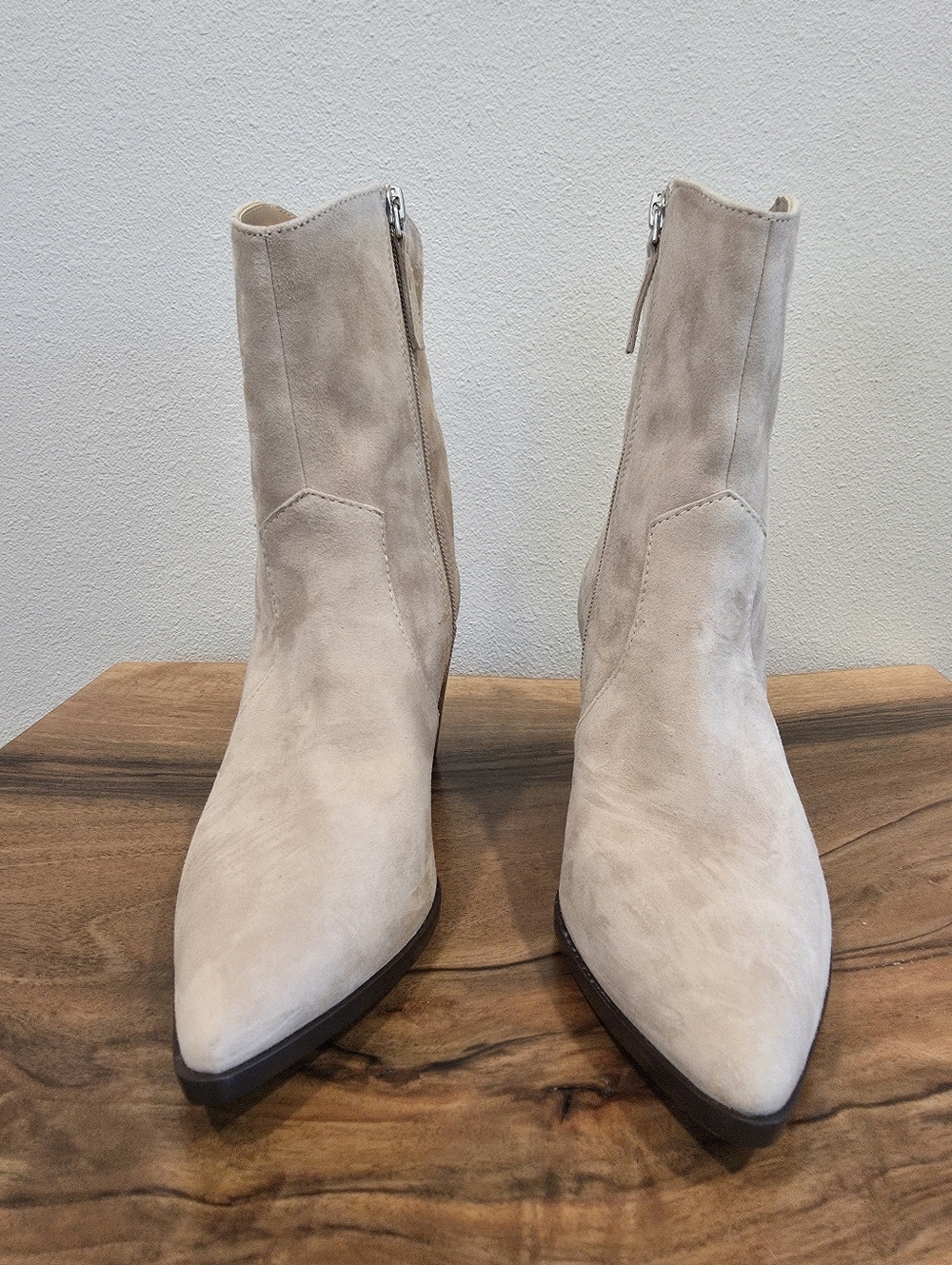 Linea Paolo Tan Western Suede Boots - Picture 2 of 11